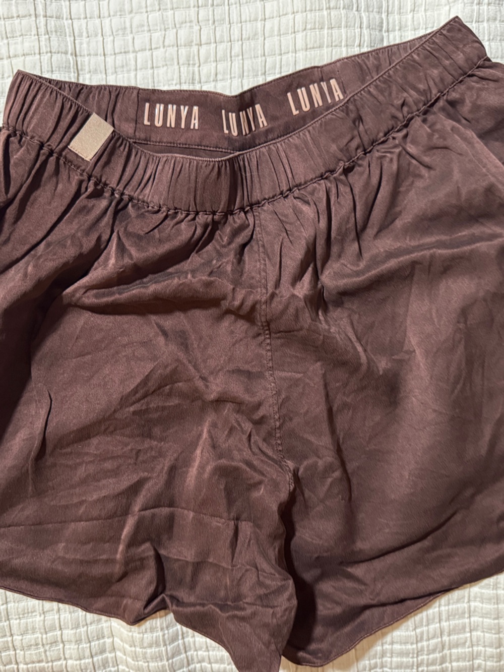 lunya mauve-brown athletic lounge shorts